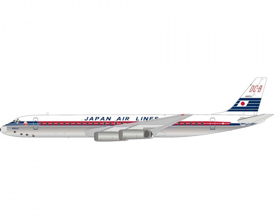 www.JetCollector.com: JAL DC-8-62 w/stand JA8031 1:200 Scale B