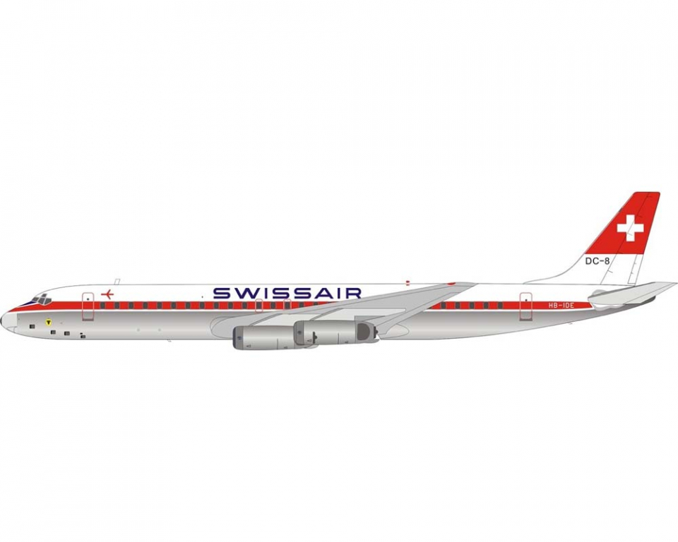 Swissair DC-8-62 w/stand HB-IDE 1:200 Scale B Models B-862-SR-IDE-P
