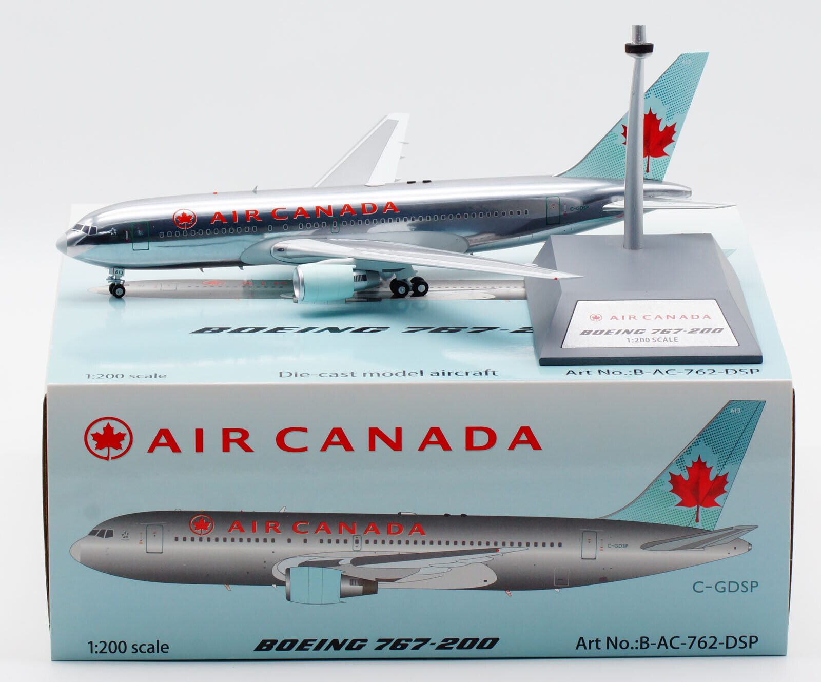 Air Canada B767-233/ER C-GDSP Polished w/stand 1:200 B-Models B-AC-762-DSP