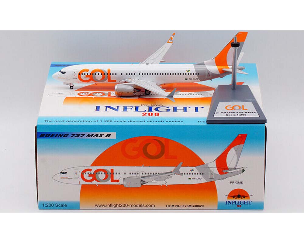 Gol Linhas Aereas Inteligentes B737 MAX8 w/stand PR-XMD 1:200 Scale  Inflight IF73MG30820