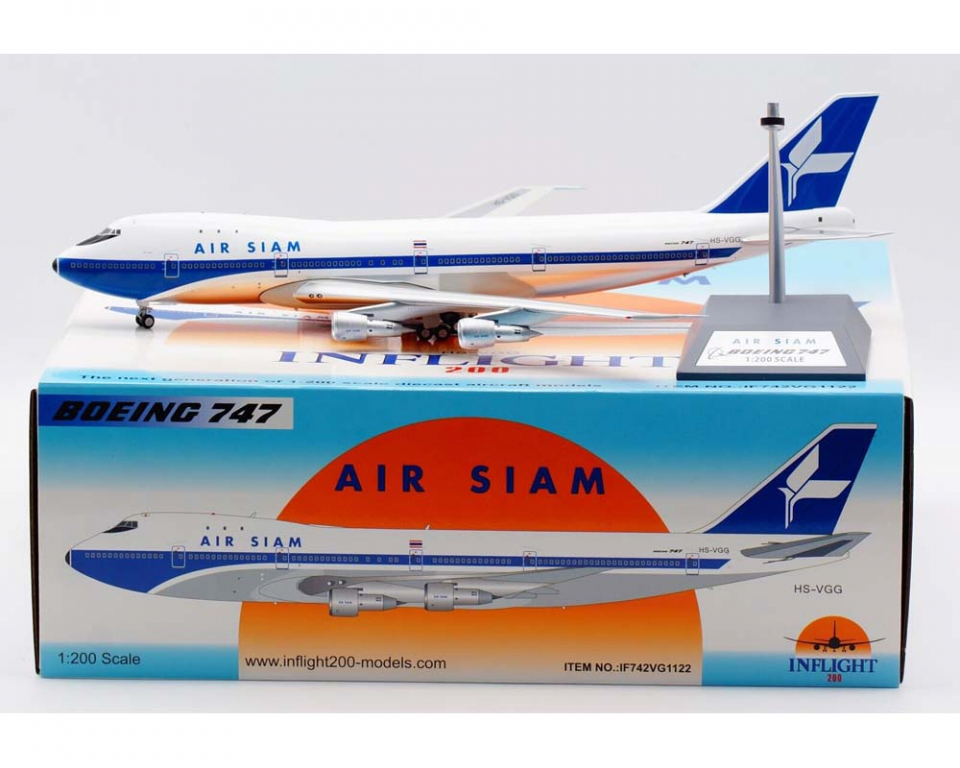 Air Siam B747-200 w/stand HS-VGG 1:200 Scale Inflight IF742VG1122 -  www.JetCollector.com