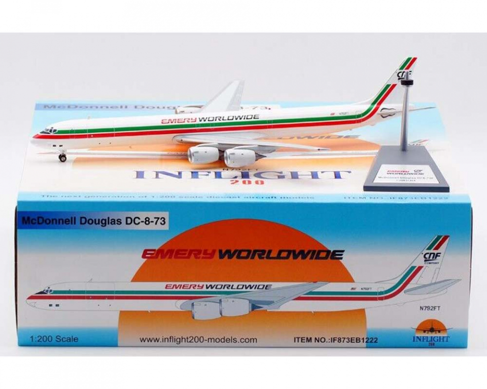Emery Worldwide DC-8-73 w/stand N792FT 1:200 Scale Inflight IF873EB1222