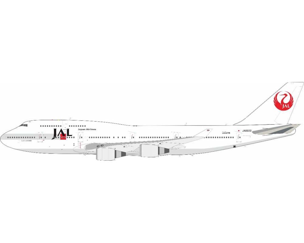 JAL B747-400 w/Stand JA8922 1:200 Scale JFox JF-747-4-048