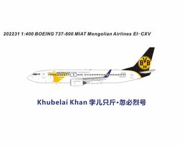 Miat Mongolian Airlines B737-800 EI-CXV 1:400 Scale Panda Models PM202231