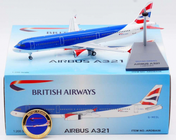 British Airways A321 w/stand & coin G-MEDL 1:200 Scale Inflight ARDBA56