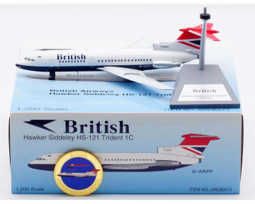British Airways HS-121 Trident 1C w/stand and coin G-ARPP 1:200 Scale Inflight ARDBA73