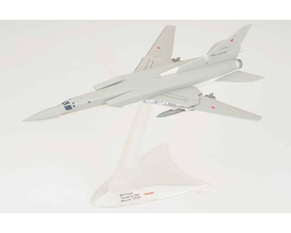Herpa HE572156 1-200 Scale Reg No. RF-34075 Backfire Aircraft Model Plane for Russian Air Force