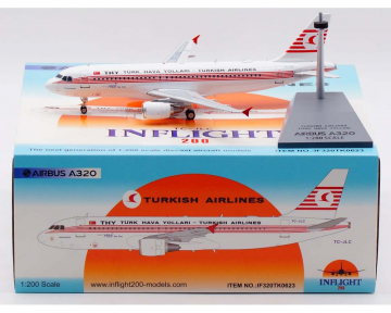 Turkish Airlines A320 Retro Livery, w/stand TC-JLC 1:200 Scale Inflight IF320TK0623