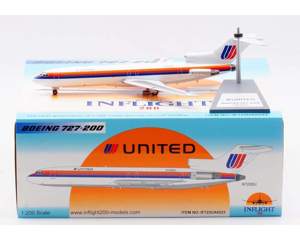 www.JetCollector.com: United Airlines B727-200 Saul Bass, w/stand 