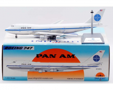 Pan Am "Clipper Dashing Wave" B747-100 Polished, w/stand N749PA 1:200 Scale Inflight IF741PA0823P
