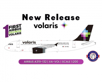 Volaris A319-132 XA-VOL w/stand 1:200 Scale El Aviador / Inflight EAV-A319-VOL