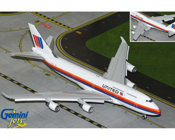 United Airlines B747-400 Saul Bass livery, flaps N175UA 1:200 Scale Geminijets G2UAL1104F