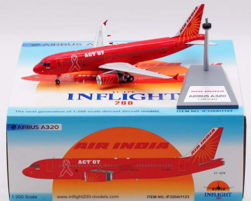 Air India A320 Gear Scheme, w/stand VT-EPK 1:200 Scale Inflight IF320AI1123