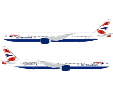 British Airways B777-300ER Good Luck Team UK, w/stand G-STBI 1:200 Scale Inflight ARDBA23