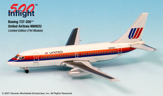 www.JetCollector.com: United Airlines B737-200 1:500 Scale