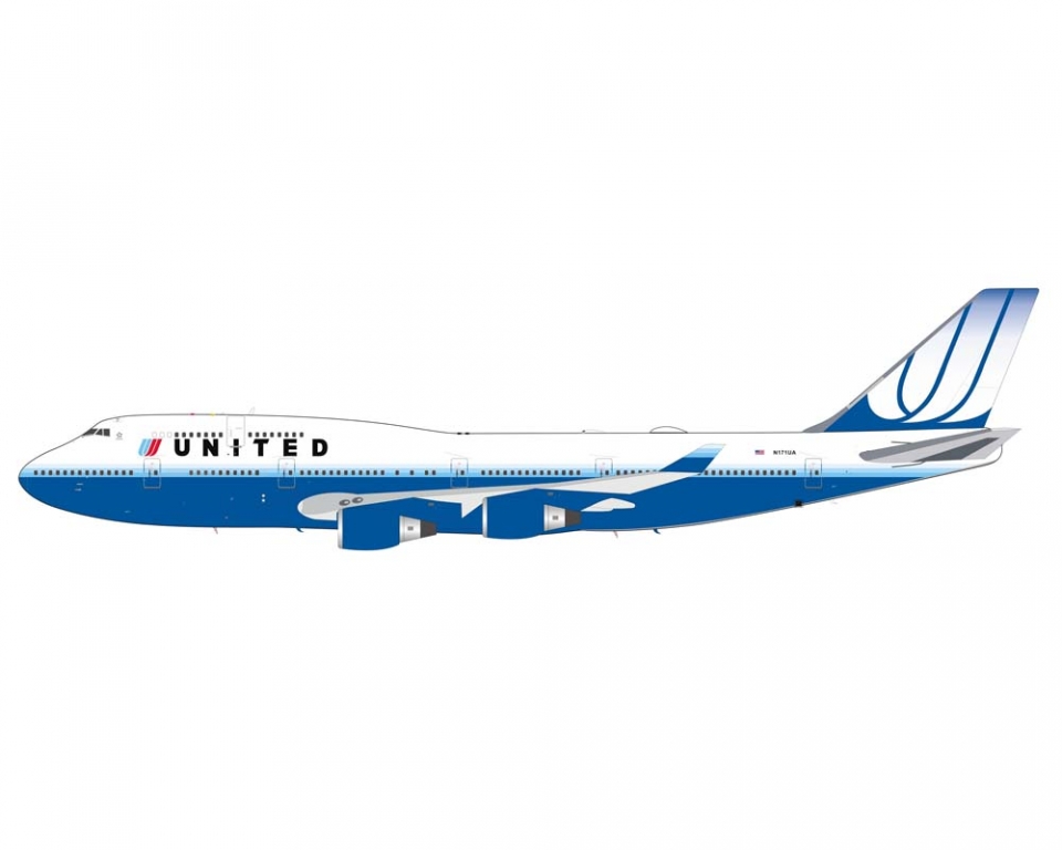 INFLIGHT United Airlines B747-400 N171UA Blue Tulip 1:200 IF744UA0119