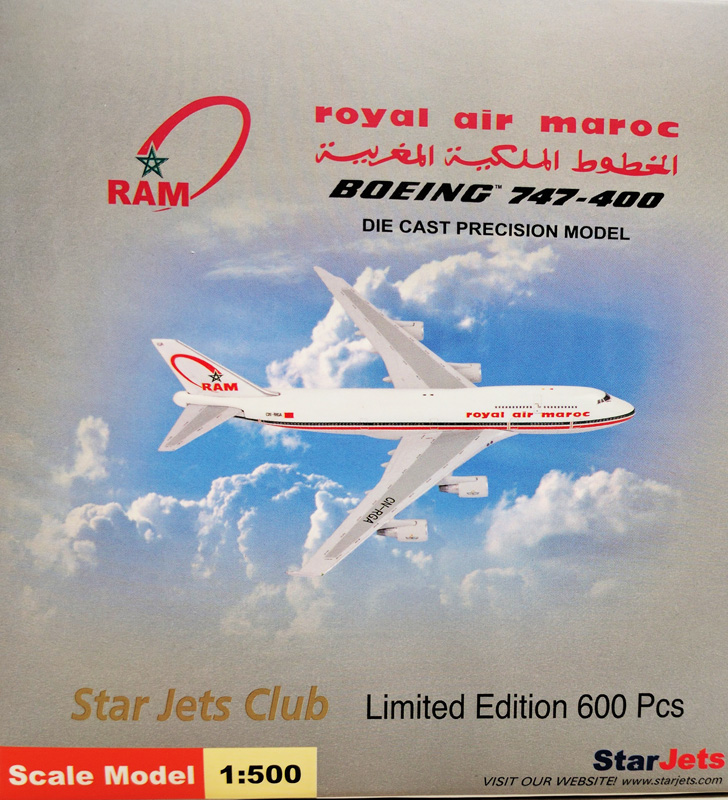 Starjets Royal Air Maroc B747-400 Star Jets Club Model 1:500 Scale SJRAM161