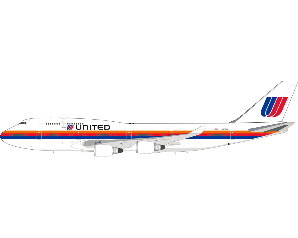 www.JetCollector.com: United Airlines Boeing 747-400 N178UA With stand